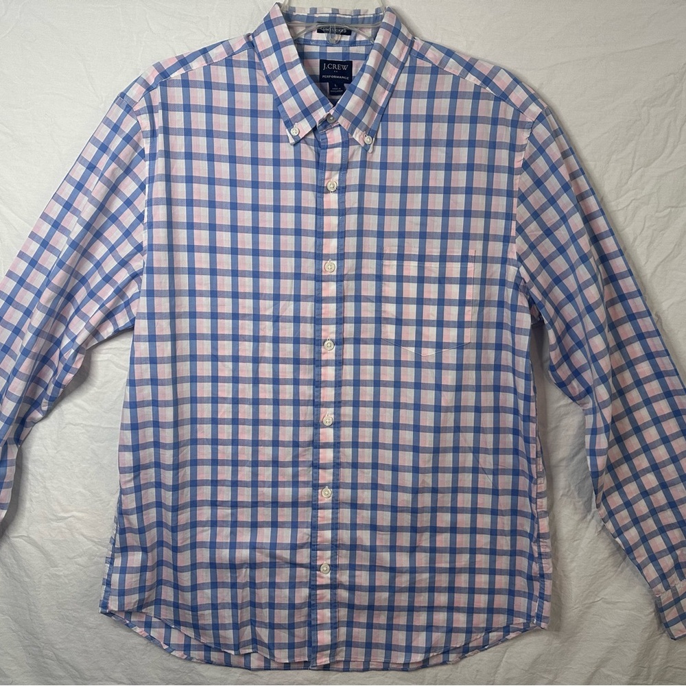 J.Crew Men’s Button-Down Shirt Size Large Blue Pink Gingham